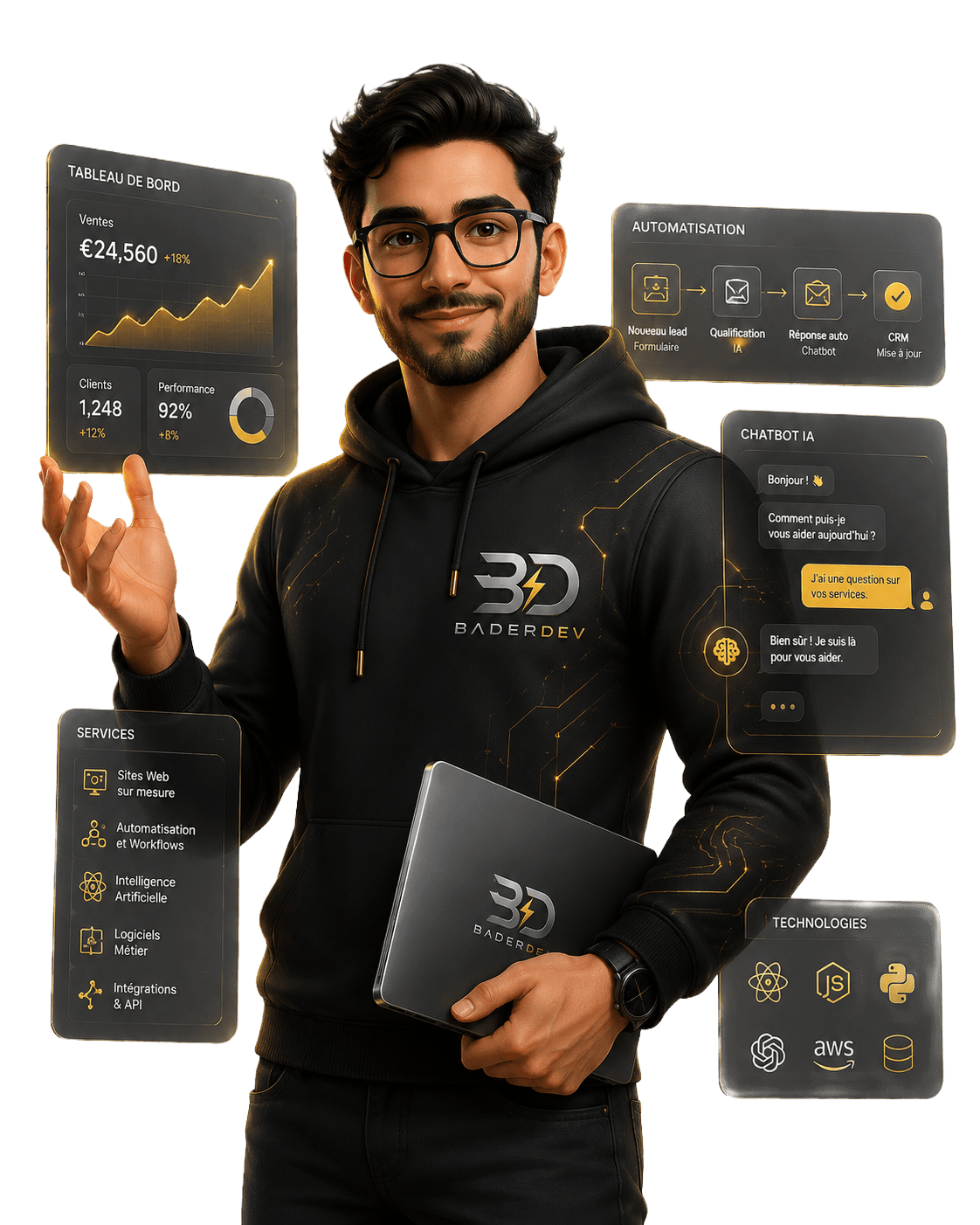Mascotte BaderDev — développeur web freelance Lyon